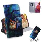 For Samsung Galaxy S21 Ultra 5G Coloured Drawing Horizontal Flip Leather Case, with Holder & Card Slots & Wallet(Oil Painting Owl) - 1