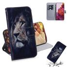 For Samsung Galaxy S21 Ultra 5G Coloured Drawing Horizontal Flip Leather Case, with Holder & Card Slots & Wallet(Lion) - 1