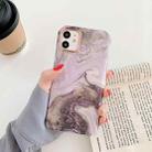 For iPhone 12 mini Marble Pattern Dual-side Laminating TPU Protective Case (Purple Ash Flowing Gold) - 1