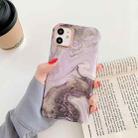 For iPhone 12 / 12 Pro Marble Pattern Dual-side Laminating TPU Protective Case (Purple Ash Flowing Gold) - 1