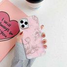 For iPhone 11 Golden Circle Flower Pattern Dual-side Laminating TPU Case (Pink Background Pink Flower) - 1