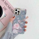 For iPhone 11 Pro Max Golden Circle Flower Pattern Dual-side Laminating TPU Case (Grey Background Red Flower) - 1
