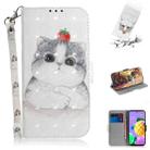 For LG K62 / K52 / Q52 3D Colored Drawing Horizontal Flip Leather Case with Holder & Card Slots & Wallet & Lanyard(Cute Cat) - 1