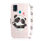 For Samsung Galaxy F41 3D Colored Drawing Horizontal Flip Leather Case with Holder & Card Slots & Wallet & Lanyard(Heart Panda) - 3