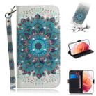 For Samsung Galaxy S21 5G 3D Colored Drawing Horizontal Flip Leather Case with Holder & Card Slots & Wallet & Lanyard(Peacock Wreath) - 1