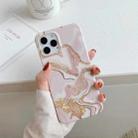For iPhone 11 Pro Max Golden Circle Marble Pattern Dual-side Laminating TPU Case (Quicksand Pink) - 1
