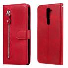 For OPPO A9 (2020) / A5 (2020) Fashion Calf Texture Zipper Horizontal Flip Leather Case with Holder & Card Slots & Wallet(Red) - 1