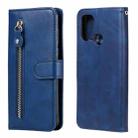 For OPPO A53 / A53S / A32 / A33 Fashion Calf Texture Zipper Horizontal Flip Leather Case with Holder & Card Slots & Wallet(Blue) - 1