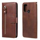 For OPPO A53 / A53S / A32 / A33 Fashion Calf Texture Zipper Horizontal Flip Leather Case with Holder & Card Slots & Wallet(Brown) - 1