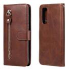 For OPPO Realme 7 Fashion Calf Texture Zipper Horizontal Flip Leather Case with Holder & Card Slots & Wallet(Brown) - 1