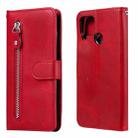 For OPPO Realme C15 / C12 Fashion Calf Texture Zipper Horizontal Flip Leather Case with Holder & Card Slots & Wallet(Red) - 1
