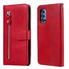 For OPPO Reno4 Pro 5G Fashion Calf Texture Zipper Horizontal Flip Leather Case with Holder & Card Slots & Wallet(Red) - 1