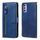 For OPPO Reno4 5G Fashion Calf Texture Zipper Horizontal Flip Leather Case with Holder & Card Slots & Wallet(Blue) - 1