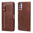 For OPPO Reno4 5G Fashion Calf Texture Zipper Horizontal Flip Leather Case with Holder & Card Slots & Wallet(Brown) - 1