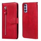 For OPPO Reno4 5G Fashion Calf Texture Zipper Horizontal Flip Leather Case with Holder & Card Slots & Wallet(Red) - 1