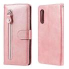 For LG Velvet Fashion Calf Texture Zipper Horizontal Flip Leather Case with Holder & Card Slots & Wallet(Rose Gold) - 1