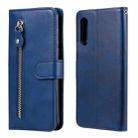 For LG Velvet Fashion Calf Texture Zipper Horizontal Flip Leather Case with Holder & Card Slots & Wallet(Blue) - 1