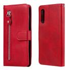 For LG Velvet Fashion Calf Texture Zipper Horizontal Flip Leather Case with Holder & Card Slots & Wallet(Red) - 1