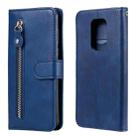 For Motorola Moto G9 Play / Moto E7 Plus Fashion Calf Texture Zipper Horizontal Flip Leather Case with Holder & Card Slots & Wallet(Blue) - 1