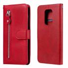 For Motorola Moto G9 Play / Moto E7 Plus Fashion Calf Texture Zipper Horizontal Flip Leather Case with Holder & Card Slots & Wallet(Red) - 1