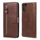 For Motorola Moto G9 Plus Fashion Calf Texture Zipper Horizontal Flip Leather Case with Holder & Card Slots & Wallet(Brown) - 1