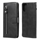 For Motorola Moto G9 Plus Fashion Calf Texture Zipper Horizontal Flip Leather Case with Holder & Card Slots & Wallet(Black) - 1