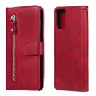 For Motorola Moto G9 Plus Fashion Calf Texture Zipper Horizontal Flip Leather Case with Holder & Card Slots & Wallet(Red) - 1