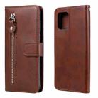 For Samsung Galaxy M31s Fashion Calf Texture Zipper Horizontal Flip Leather Case with Holder & Card Slots & Wallet(Brown) - 1