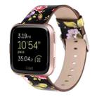 For Fitbit Versa 1 / 2 Flower Pattern  Watch Band(Black Pink) - 1