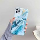 For iPhone 12 mini Frosted Marble Pattern Protective Case with Folding Holder (Flow Gold) - 1