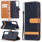 For Samsung Galaxy S21 5G Color Matching Denim Texture Horizontal Flip Leather Case with Holder & Card Slots & Wallet & Lanyard(Black) - 1
