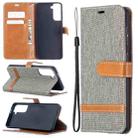 For Samsung Galaxy S21 5G Color Matching Denim Texture Horizontal Flip Leather Case with Holder & Card Slots & Wallet & Lanyard(Grey) - 1