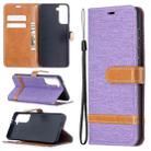 For Samsung Galaxy S21 5G Color Matching Denim Texture Horizontal Flip Leather Case with Holder & Card Slots & Wallet & Lanyard(Purple) - 1