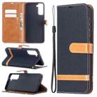 For Samsung Galaxy S21+ 5G Color Matching Denim Texture Horizontal Flip Leather Case with Holder & Card Slots & Wallet & Lanyard(Black) - 1