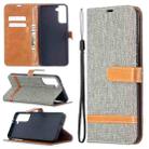 For Samsung Galaxy S21+ 5G Color Matching Denim Texture Horizontal Flip Leather Case with Holder & Card Slots & Wallet & Lanyard(Grey) - 1