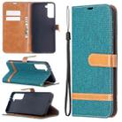 For Samsung Galaxy S21+ 5G Color Matching Denim Texture Horizontal Flip Leather Case with Holder & Card Slots & Wallet & Lanyard(Green) - 1