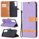 For Samsung Galaxy S21+ 5G Color Matching Denim Texture Horizontal Flip Leather Case with Holder & Card Slots & Wallet & Lanyard(Purple) - 1