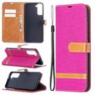 For Samsung Galaxy S21+ 5G Color Matching Denim Texture Horizontal Flip Leather Case with Holder & Card Slots & Wallet & Lanyard(Rose Red) - 1