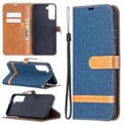 For Samsung Galaxy S21+ 5G Color Matching Denim Texture Horizontal Flip Leather Case with Holder & Card Slots & Wallet & Lanyard(Dark Blue) - 1