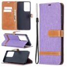 For Samsung Galaxy S21 Ultra 5G Color Matching Denim Texture Horizontal Flip Leather Case with Holder & Card Slots & Wallet & Lanyard(Purple) - 1