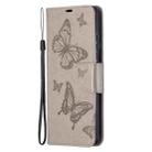 For Samsung Galaxy S21 Ultra 5G Embossing Two Butterflies Pattern Horizontal Flip PU Leather Case with Holder & Card Slot & Wallet & Lanyard(Grey) - 2