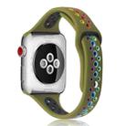 Rainbow Silicone Watch Band For Apple Watch Series 8&7 41mm / SE 2&6&SE&5&4 40mm / 3&2&1 38mm(Olive Green) - 1