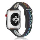 Rainbow Silicone Watch Band For Apple Watch Ultra 49mm / Series 8&7 45mm / SE 2&6&SE&5&4 44mm / 3&2&1 42mm(Black) - 1