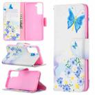 For Samsung Galaxy S21 5G Colored Drawing Pattern Horizontal Flip Leather Case with Holder & Card Slots & Wallet(Flower and Butterfly) - 1