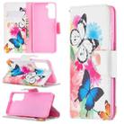 For Samsung Galaxy S21 5G Colored Drawing Pattern Horizontal Flip Leather Case with Holder & Card Slots & Wallet(Butterfly) - 1