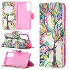 For Samsung Galaxy S21 5G Colored Drawing Pattern Horizontal Flip Leather Case with Holder & Card Slots & Wallet(Life Tree) - 1