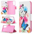 For Samsung Galaxy S21+ 5G Colored Drawing Pattern Horizontal Flip Leather Case with Holder & Card Slots & Wallet(Butterfly) - 1