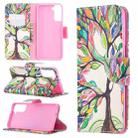 For Samsung Galaxy S21+ 5G Colored Drawing Pattern Horizontal Flip Leather Case with Holder & Card Slots & Wallet(Life Tree) - 1
