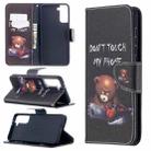 For Samsung Galaxy S21+ 5G Colored Drawing Pattern Horizontal Flip Leather Case with Holder & Card Slots & Wallet(Bear) - 1