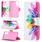 For Samsung Galaxy S21+ 5G Colored Drawing Pattern Horizontal Flip Leather Case with Holder & Card Slots & Wallet(Sun Flower) - 1